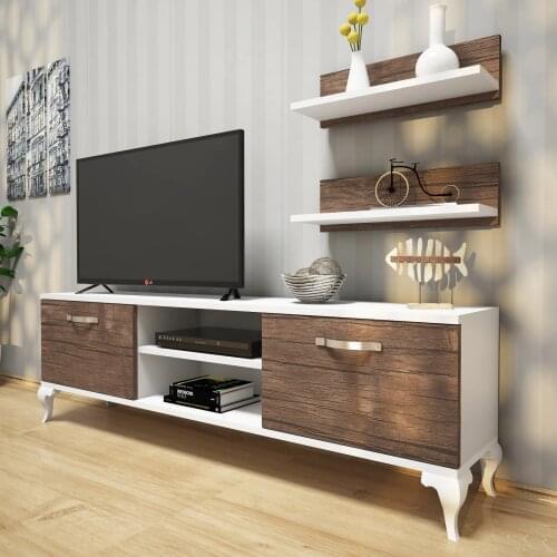 2021 Other Pet Wall Shelves The Library Tv Unit White Walnut Modern design