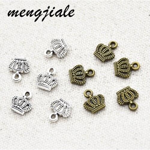 25pcs Wholesale Two Color Small Crown Charms Zinc Alloy Metal Pendants For DIY Handmade Jewelry Accessories Making 11*10mm