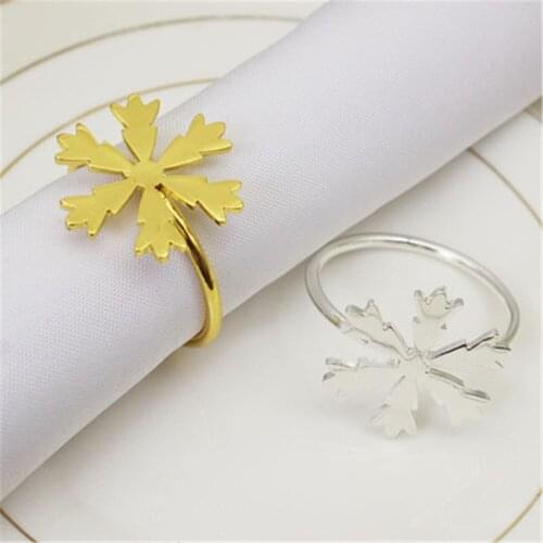 6PCS Western-style simple metal snowflake Napkin ring fabric buckle