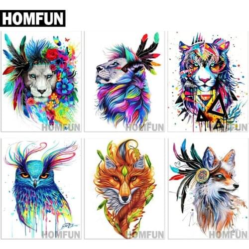 HOMFUN Full Square/Round Drill 5D DIY Diamond Painting "animal colorful paintings" 3D Embroidery Cross Stitch 5D Home Decor