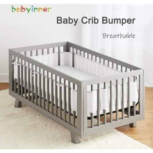 Babyinner 2 Pcs/Set Baby Crib Bumper Breathable Mesh Summer Head Protector Anti-collision Skin-friendly Fence Baby Decor Cot Set
