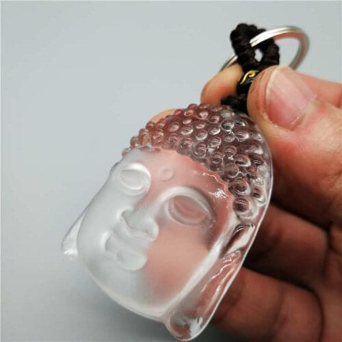 Free shipping drop shipping White crystal onyx Buddha had head Buddha keychain Protect your safety Love simple fashion