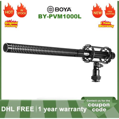 BOYA BY-PVM1000L Professional DSLR Condenser Shot gun Microphone Video Interview Reporting for Canon Nikon Sony Cameras