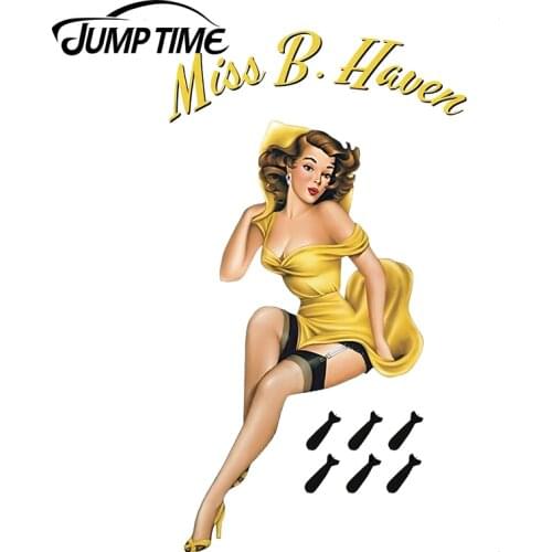 JumpTime 13cm X 8.6cm Car Styling Sexy Pinup Girl WWII Style Nose Art! Decal JDM Car Bumper Windows Stickers
