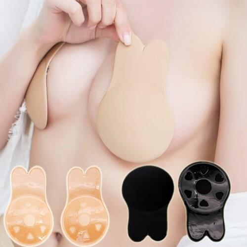 Rabbit Ear Self Adhesive Push Up Bra Women Sticky Invisible Silicone Strapless Backless Bras Bralette Underwear