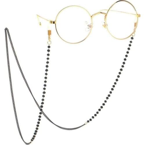 Eyeglasses Chain Black Crystal Chain plated Silicone Loops Women Sunglasses Accessory Layers Bracelet
