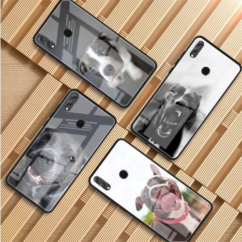 Pit Bull Lovely Pet Dog Pitbull Tempered Glass Phone Case For Huawei P20 P30 P40 P40 Lite Pro Psmart Mate 20 30 Cover Shell