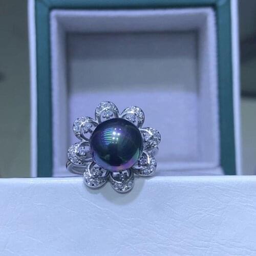 Flower 925 Sterling Silver Adjustable Ring Settings Findings Mountings Parts for Pearl Corals Jade Crystal, 5pcs/lot