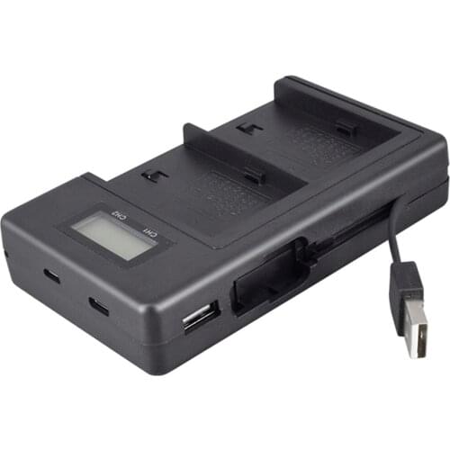 SOONHUA Dual Channel Battery Charger Smart USB Battery Chargers 5V 2.1A With LCD Display For NP-F970 Camera Battery