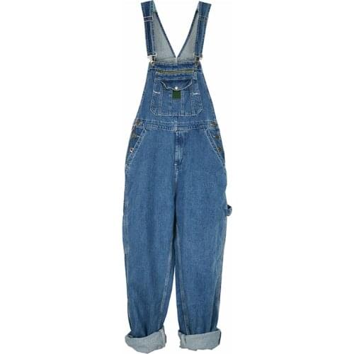 Large Size 50 Autumn Jeans Men Overalls Bib Straight Huge Loose Workwear Denim Jumpsuits Wide Leg Pants Hip Hop Blue Trousers