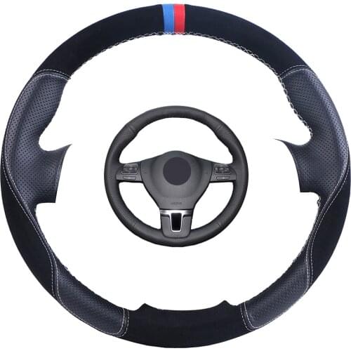 Custom Car Steering Wheel Cover For Volkswagen VW Gol Tiguan Passat B7 Passat CC Touran Suede Leather Auto Steering Wheel Braid