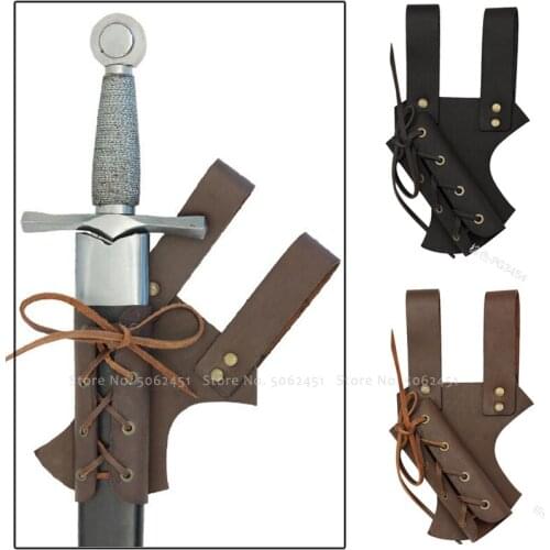 Carnival Medieval Warrior Soldier Retro PU Leather Sword Set Cover Halloween Punk Gothic Belt Stage Performance Cosplay Costume