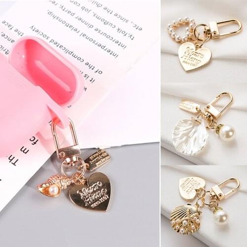 Creative Heart Shell Keychains For Women Girl Korean Fashion Bag Ornament Charm Gold Color Key Ring Trinket Key Accessory