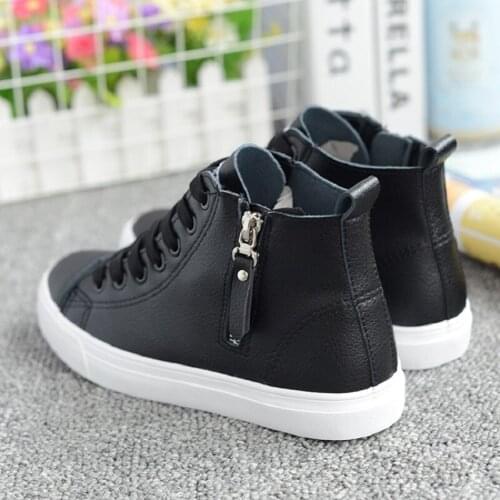 Women Casual Shoes 2021 Autumn Fashion High Top Sneakers Shoes Women Flat Female Breathable Lace Up Zipper Women Sneakers