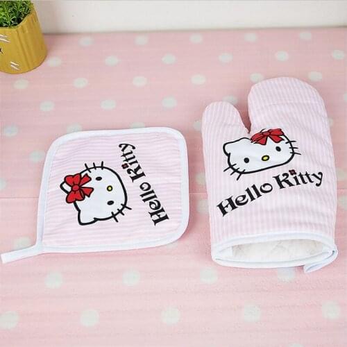 Kitchen Gloves &Insulation Pads Anti-scald Kitchen Baking Microwave Oven Gloves Mitts Cute Helloo Kitty Kitchenware Oven Mitts