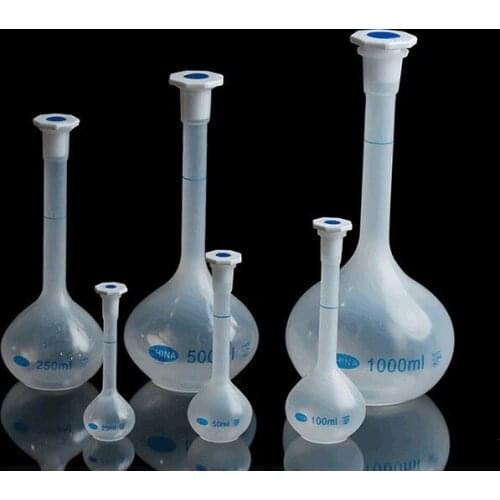 Lab Plastic Clear Vase Shape Measuring Flask Bottle With Stopper Long Neck Volumetric Durable Experiment Heatproof Shake Flask