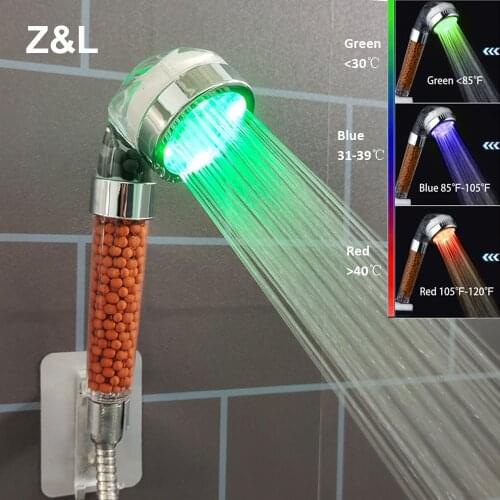 Bathroom 3/7 Colors Changes Led Shower Head High Pressure Water Saving Rainfall Negative Ion Filter Spa Shower Head