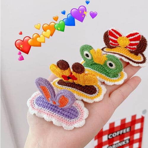Cute three dimensional hair clip rabbit ear wool knitting hairpin childrens headdress kids hair lovely hairpin