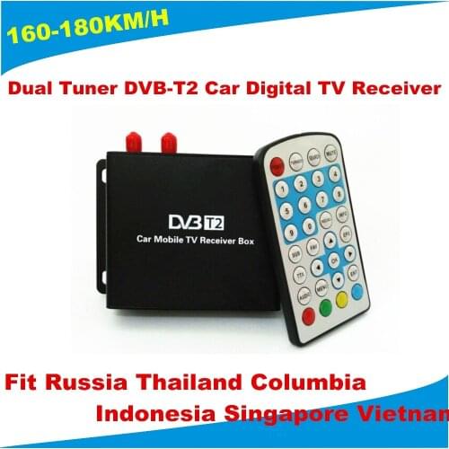 160-180km/h 1080P Mobile DVB-T2 Car Digital TV Receiver 2 Antenna DVB-T2 Car TV Receiver Fit Russian Singapore Southeast Asia