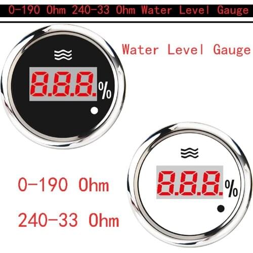 Marine Digital Water Level Gauge 0-190 Ohm/ 240-33 Ohm Boat Water Level Indicator Meter 12V/24V With Alarm Fit For Car Yacht