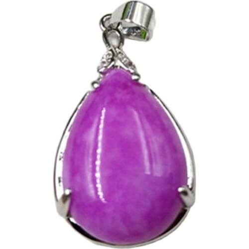 Natural Purple Jade Pendant Silver Necklace Pendant