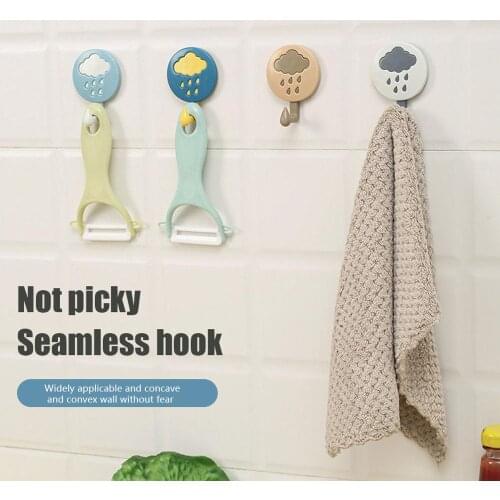 Traceless Strong Adhesive Hanger Cloud Raindrop Design Wall Hook Punch Free Wall Hanging Hook Bathroom Accessories