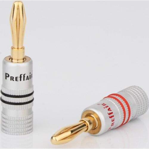 Preffair BA1468 4mm Closed Screw 24K Gold Plated Banana Speaker Plug Connectors for Speaker Wire, Wall Plate,extension adapter