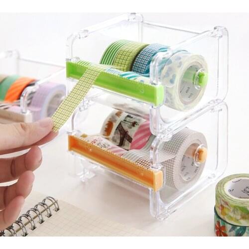 Cute Transparent Visible Desktop Multi Washi Masking Tape Dispenser Tape Cutter Roll Tape Holder