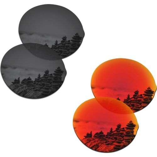 SmartVLT 2 Pairs Polarized Sunglasses Replacement Lenses for Oakley Madman Stealth Black and Fire Red