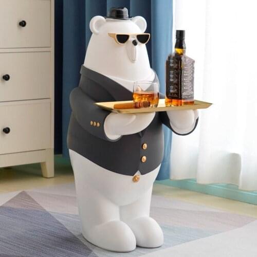 Modern Home Decorate Polar Bear Figurine Resin Sculpture Statue Living Room Decorative Large ArtsCrafts Statue NordicStyle Decor