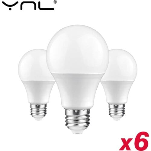 6pcs/lot YNL E27 LED bulb AC 220V SMD2835 3W 5W 6W 9W 12W 15W 18W 20WLED lamp Saving Cold Warm White Led Bulbs for Outdoor Light