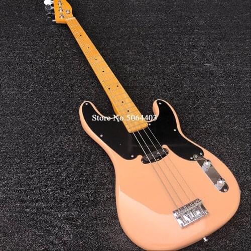 High quality electric bass, pink paint, vintage neck, back string, free delivery