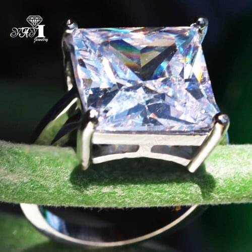 YaYI Jewelry Fashion Princess Cut Huge 16 CT White Zircon Silver Color Engagement Rings wedding Lover Rings Party Rings 1386