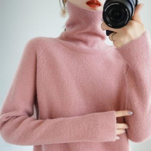 Autumn and winter all-match female high neck pullover 100% pure wool sweater loose bottoming fashion knitted cashmere sweater