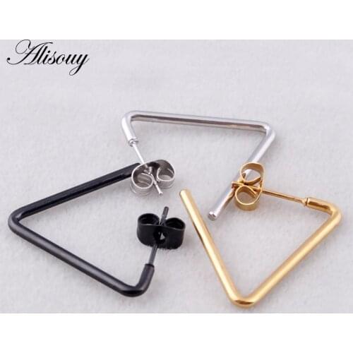 Alisouy 1 pair Cool earrings simple style rock hip pop ear stud triangle earring man woman unisex fashion jewelry Punk Earrings