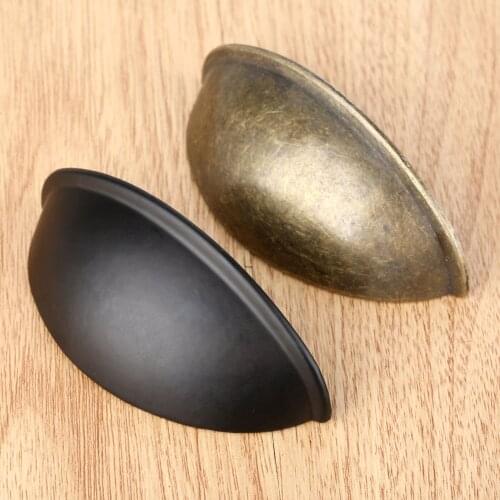 1pc 66mm Antique Bronze Cupboard Shell Pull Handles Retro Metal Kitchen Drawer Cabinet Door Handle Furniture Knobs With Screws