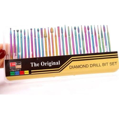 10Set/Lot 30Pcs/Set Nail Diamond Set Colorful Color Needle Alloy Grinding Head DIAMOND DRILL BIT SET Dead Skin Manicure HA2177