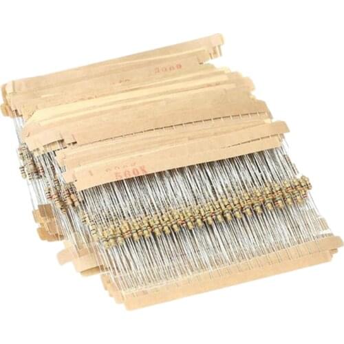 1500pcs 1/4W Carbon Resister 5％1R~10M Plug-in Resistance Elements Package Carbon Film Resistors Assorted Kit