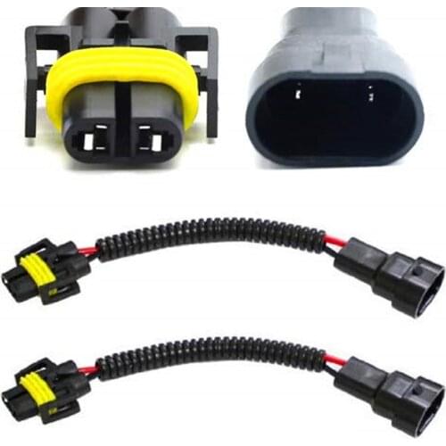 2PC 9006 To H11 H8 Headlight Fog Light Conversion Connector Wiring Harness Plug Cable Socket Connector Repair Kit