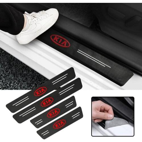 Carbon Fiber leather Car Trunk Threshold Anti-Stepping Protective Sticker For Kia Sportage Ceed Rio Picanto Sorento Soul Cerato