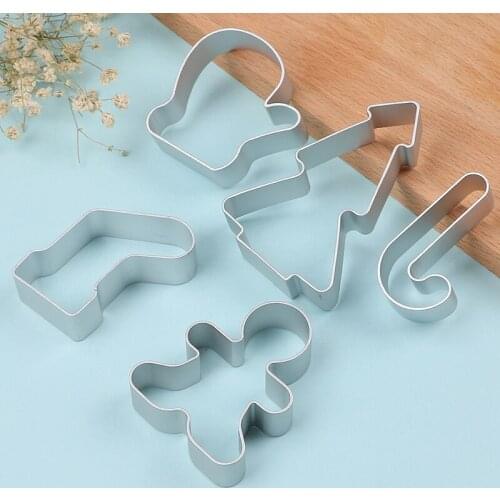 5×Christmas Cookie Cutter Biscuit Mould Aluminum Sugarcraft Cutter Baking Tool