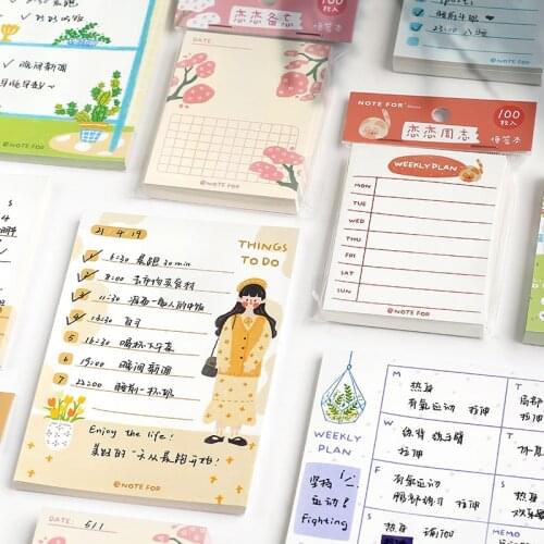 50/100 sheets Love Journal Series Memo Pad Kawaii Efficiency Plan Punch Card Notes Diary Decoration School Stationery Supplies