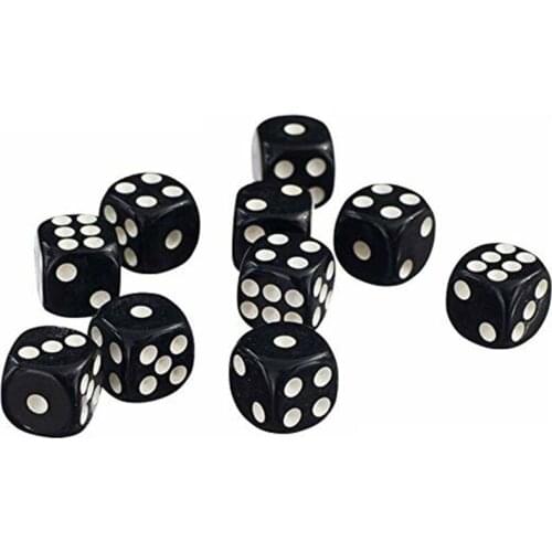 50pcs 12mm Black Acrylic Dice Round Six Sided D6 D&D RPG KTV Bar Party Dice Game U2JB