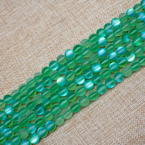 6mm/8mm/10mm Dyed Frosted Round Synthetic Moonstone Beads Strands Clear Hole: 1mm; about 47pcs/strand, 15.5"