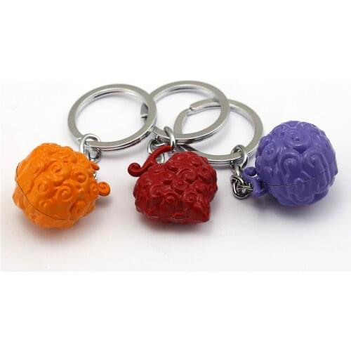 One Piece Devil Fruit Ace Flame-Flame Fruit & Luffy Gum-Gum Fruit Figure Collectible Toys Keychian Keyring key holder