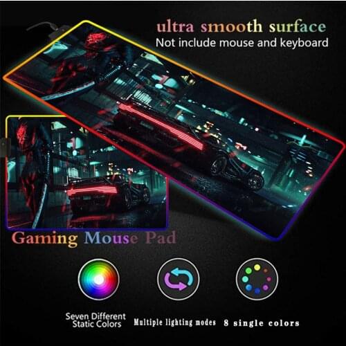 Car Neon Lights Gaming Computer Mousepad RGB Large Mouse Pads XXL Big Mouse Mat Play Desk Mat LED Backlit Keyboard Mause Pad