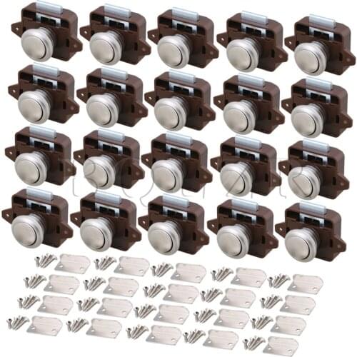 BQLZR26mm Dia Opening Hole and Silver Keyless Push Button Cabinet Latch Knob for RV/Motorhome Caravan Boat Cupboard Cabinet Doo