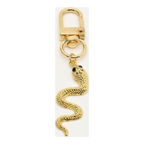 1PC Punk Golden Snake Keychain Keyring For Men Women Gifts Vintage Charm Cold Simple Rhinestone Animal Bag Car Keychain