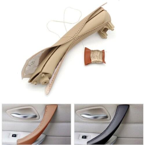 Car Interior Door Handle Hand Sewing Cover Leather Panel Right /Left Inner Pull Handle Cover Frame for BMW 3 Series E90 E91 E93