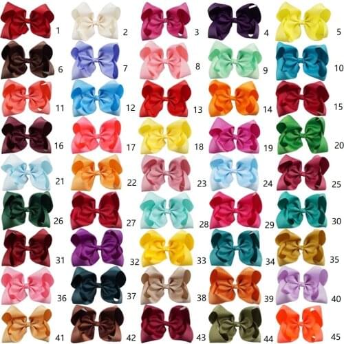 CN 50pcs/lot 8" Handmade Solid Large Hair Bow For Girls Kids Grosgrain Ribbon Bow With Clips Boutique Big Hair Accessories
